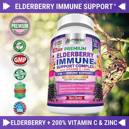FRESH HEALTHCARE Elderberry Capsules - High Potency Black Elderberry with Zinc FRESH HEALTHCAREUS supplements