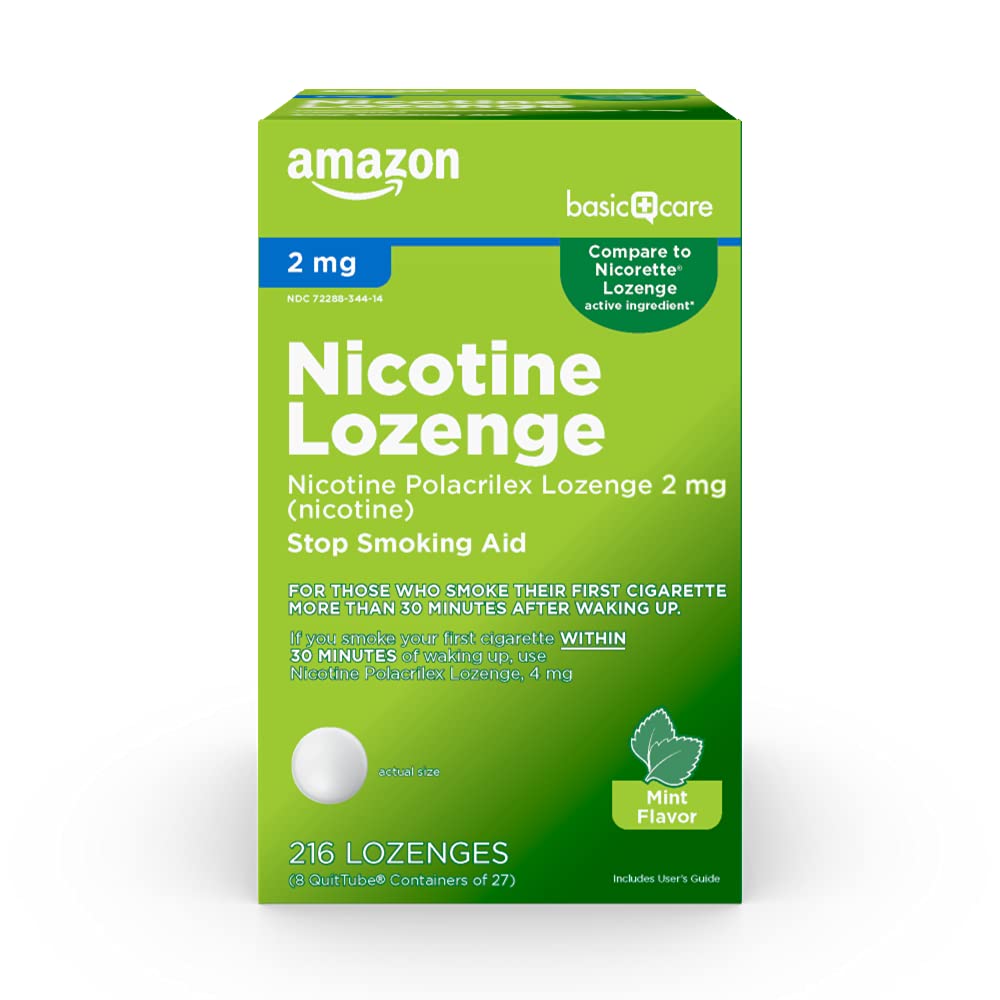 Amazon Basic Care Nicotine Polacrilex Lozenge, 2 mg (Nicotine), Mint Flavor Amazon Basic CareUS supplements