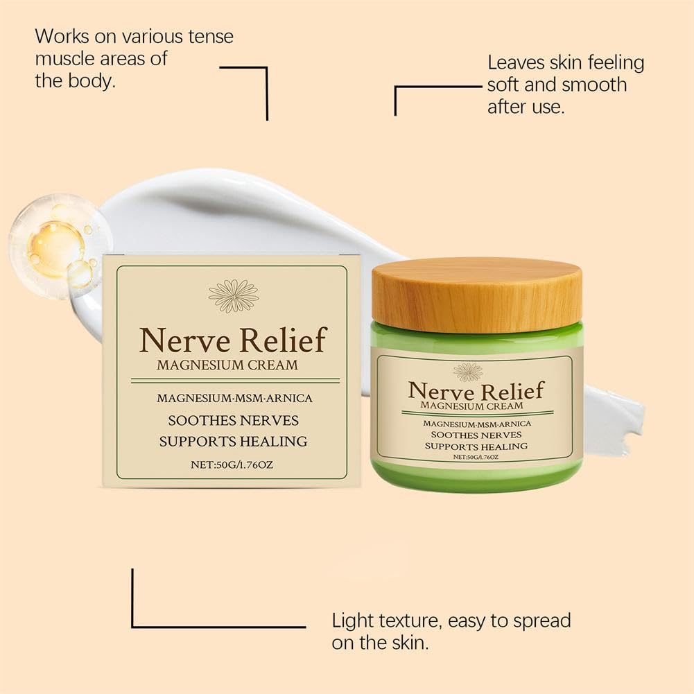 Total Relief Magnesium Cream for Nerve Relief with MSM & Arnica — Soothing Topical Support for Neuropathy & Muscle Relaxation — 2 Pack Value Set (3.52oz Total) GenericAu supplements