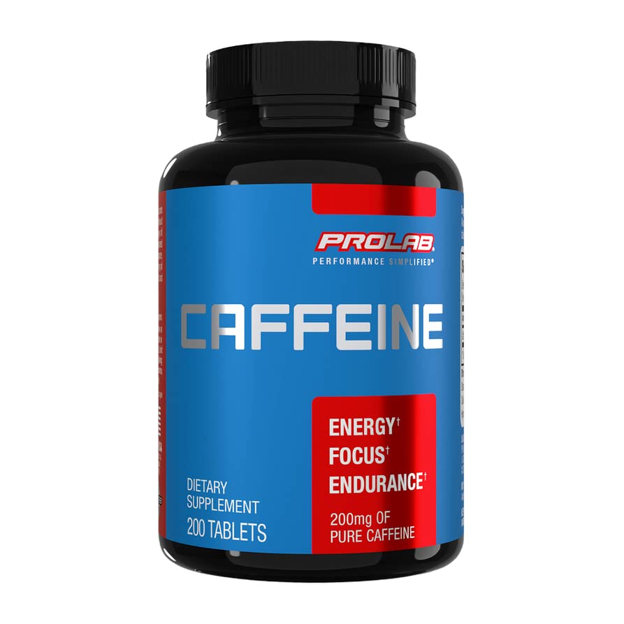 ProLab Caffeine Tablets 200mg - 200ct | Energy Support, Helps Enhance Endurance & Mental Focus, Reduce Fatigue, Pre-Workout, Extra Strength ProLabAu supplements