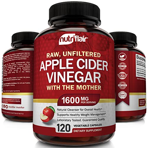Apple Cider Vinegar Capsules with The Mother - 120 Vegan ACV Pills NutriFlairUS supplements