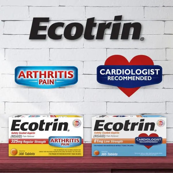 Ecotrin Regular Strength Safety Coated Aspirin | Arthritis Pain | 300 Tablets (2 Pack) EcotrinAu supplements