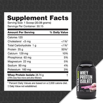 NutraBio Whey Protein Isolate Supplement – 25g of Protein Per Scoop with Complete NutraBioUS supplements