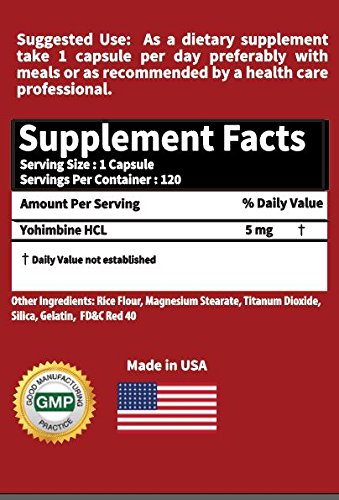 RaeSun Botanics Yohimbine HCL Bark Extract Extra Strength Supplement 5mg x 120ct RaeSun BotanicsUS supplements