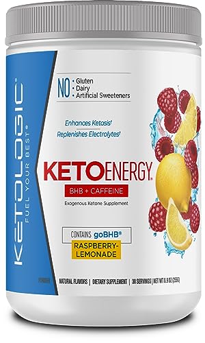 KetoLogic BHB KetoEnergy Exogenous Ketones Powder with Caffeine | Raspberry Lemonade KetologicUS supplements