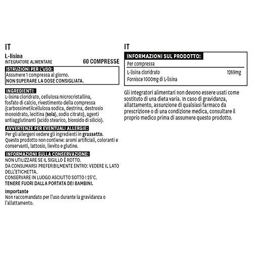 Natures Aid L-Lysine 1000 mg, High Potency Essential Amino Acid, Vegan, 60 Tablets natures aidUS supplements