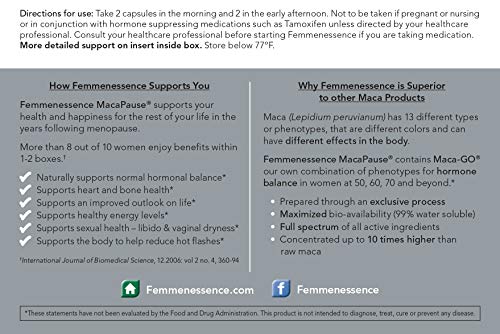 Femmenessence MacaPause – Clinically Proven for Post Menopause, Natural Hormone Balance Natural Health InternationalUS supplements
