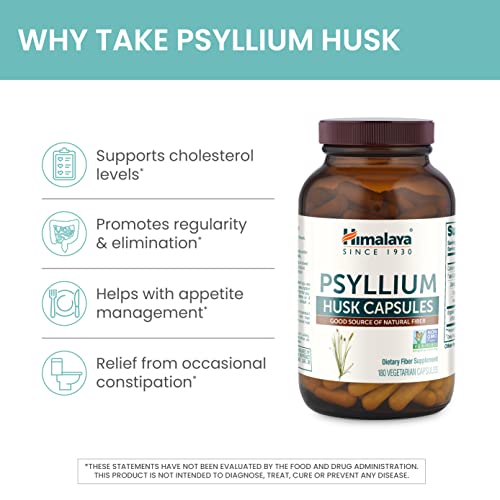 Himalaya Psyllium Husk Capsules, Natural Daily Fiber Supplement, Regularity, Constipation HimalayaUS supplements