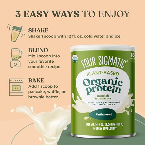 Four Sigmatic Organic Plant-Based Protein Powder Unflavored Protein with Lion’s Mane Four SigmaticUS supplements