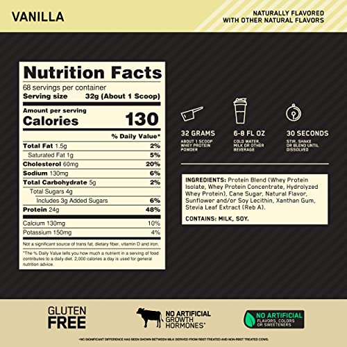 Optimum Nutrition Gold Standard 100% Whey Protein Powder 4.8 (Packaging May Vary) Optimum NutritionUS supplements