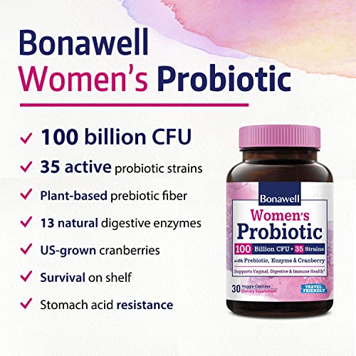 Bonawell Probiotics for Women 100B, with Organic Prebiotic, Cranberry for Feminine Health BonawellAu supplements