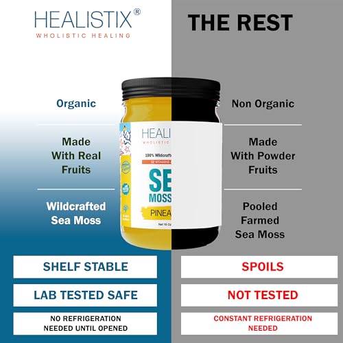 Healistix Pineapple Irish Sea Moss Gel 16 Oz - St Lucia Wildcrafted Seamoss Gel, Packed HX HEALISTIXAu supplements