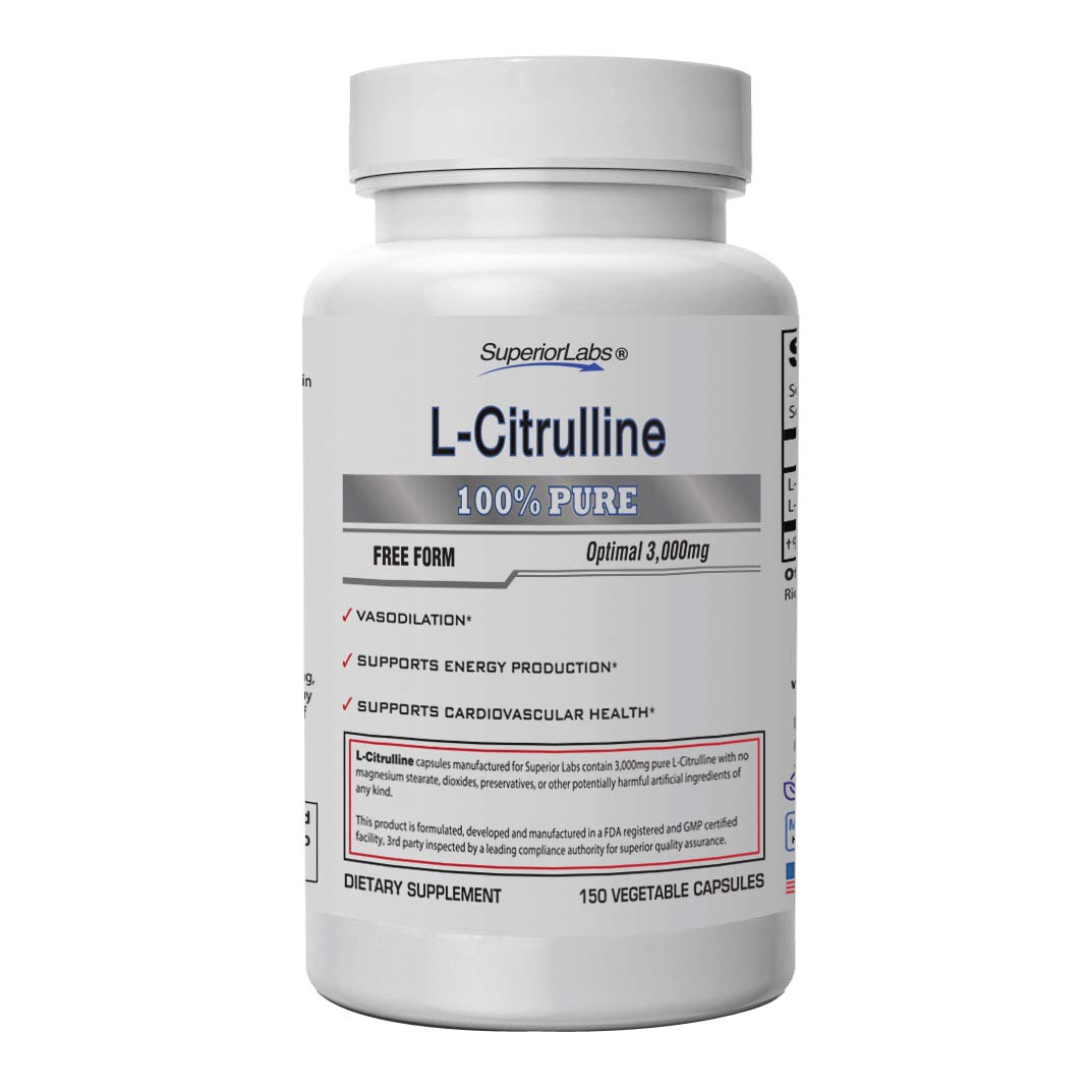 Superior Labs – Pure L-Citrulline – Free Form – Optimal 3,000mg Dosage – 150 Vegetable Superior LabsAu supplements