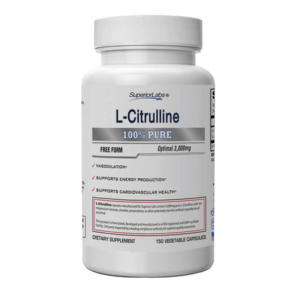 Superior Labs – Pure L-Citrulline – Free Form – Optimal 3,000mg Dosage – 150 Vegetable Superior LabsUS supplements