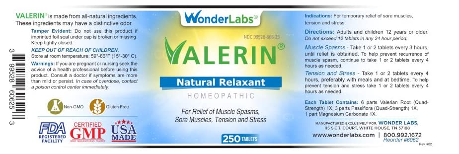 Valerian Natural Relaxant for Tension Relief, Stress Relief, Leg Cramp Relief and Other Muscle Cramps Magnesium, Passion Flower, & Valerian Root Muscle Relaxant - (90ct) Wonder LaboratoriesAu supplements