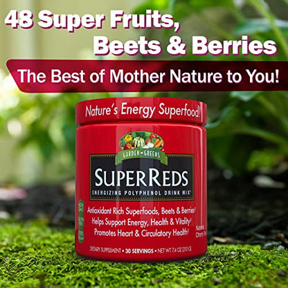 Garden Greens Super Reds Energizing Polyphenol Superfoods, Antioxidants, Powder Drink Garden GreensUS supplements