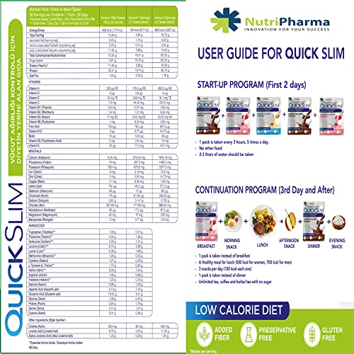 Quick Slim Meal Replacement Shake for Weight Loss, 30 Servings, 20g Protein, 27 Vitamins NUTRIPHARMA Quick SlimAu supplements