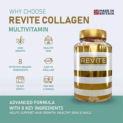 Marine Collagen Capsules 2000mg, Hyaluronic Acid, Silica, Biotin, Vitamin A, E & C Hair ReviteUS supplements