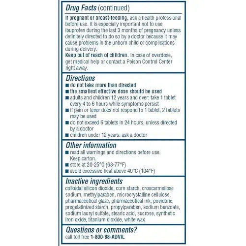 Advil Pain Reliever and Fever Reducer, Pain Relief Medicine with Ibuprofen 200mg for Headache, Backache, Menstrual Pain and Joint Pain Relief - 100 Coated Tablets AdvilAu supplements