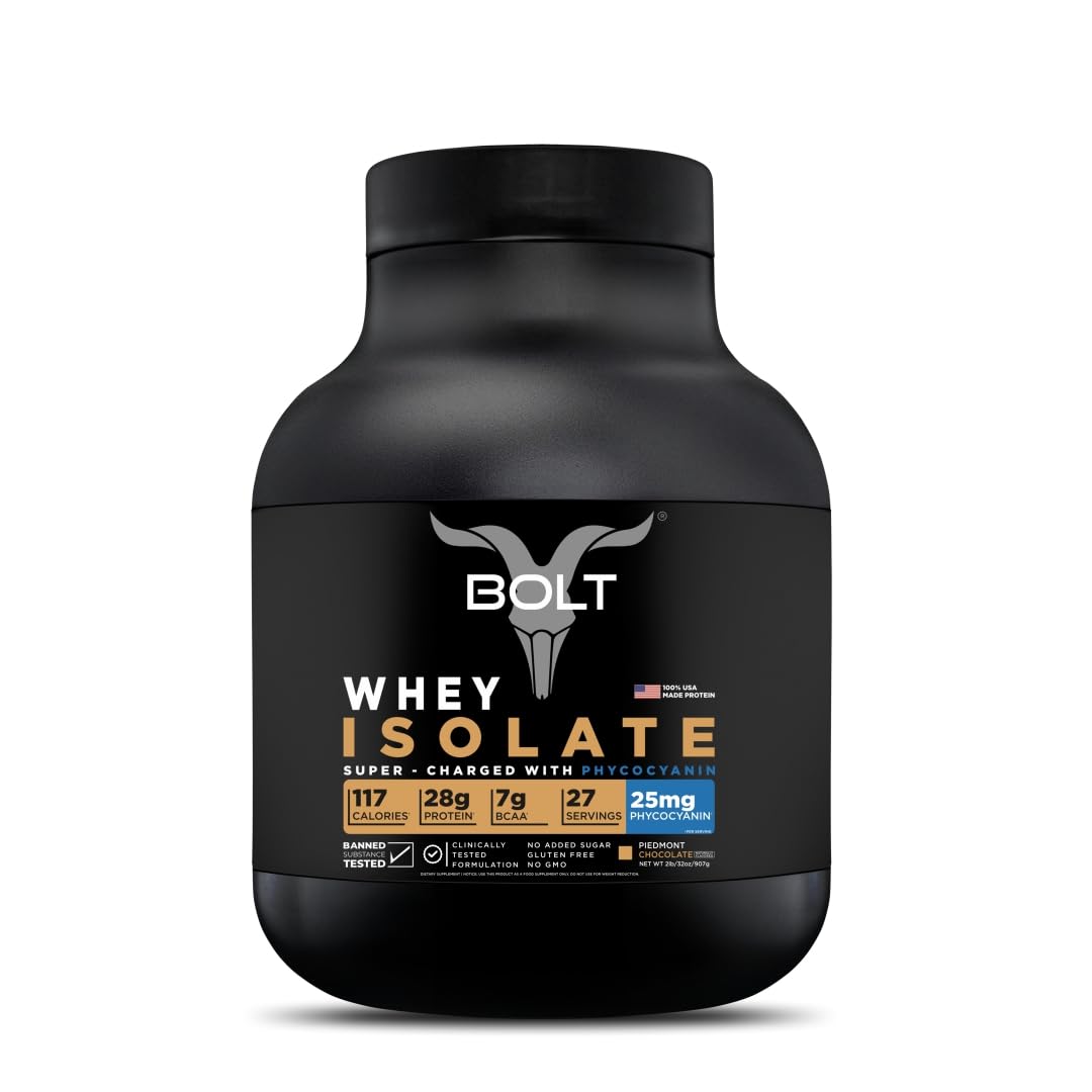 Bolt Nutrition Whey Isolate Protein Powder | with Superfood Phycocyanin | Muscle Strength Bolt NutritionUS supplements