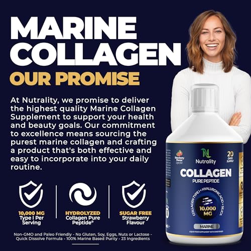 Nutrality Marine Collagen Sugar Free Liquid | Peptides, Hyaluronic Acid, Silica, Biotin, 10000mg Type 1 NutralityAu supplements