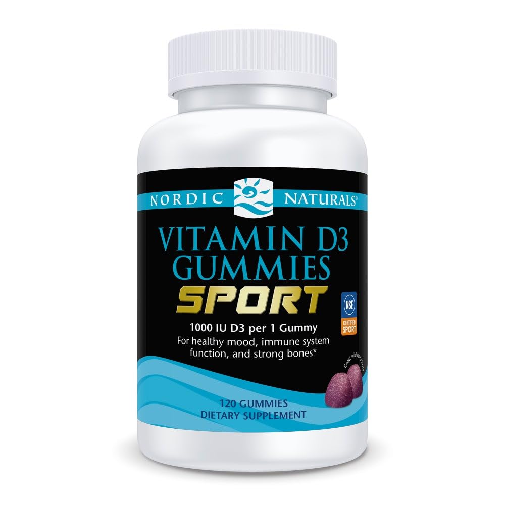 Nordic Naturals Vitamin D3 Gummies Sport, Wild Berry - 120 Gummies - 1000 IU Vitamin D3 - NSF Certified - Healthy Bones, Mood & Immune System Function - Non-GMO - 120 Servings Nordic NaturalsAu supplements
