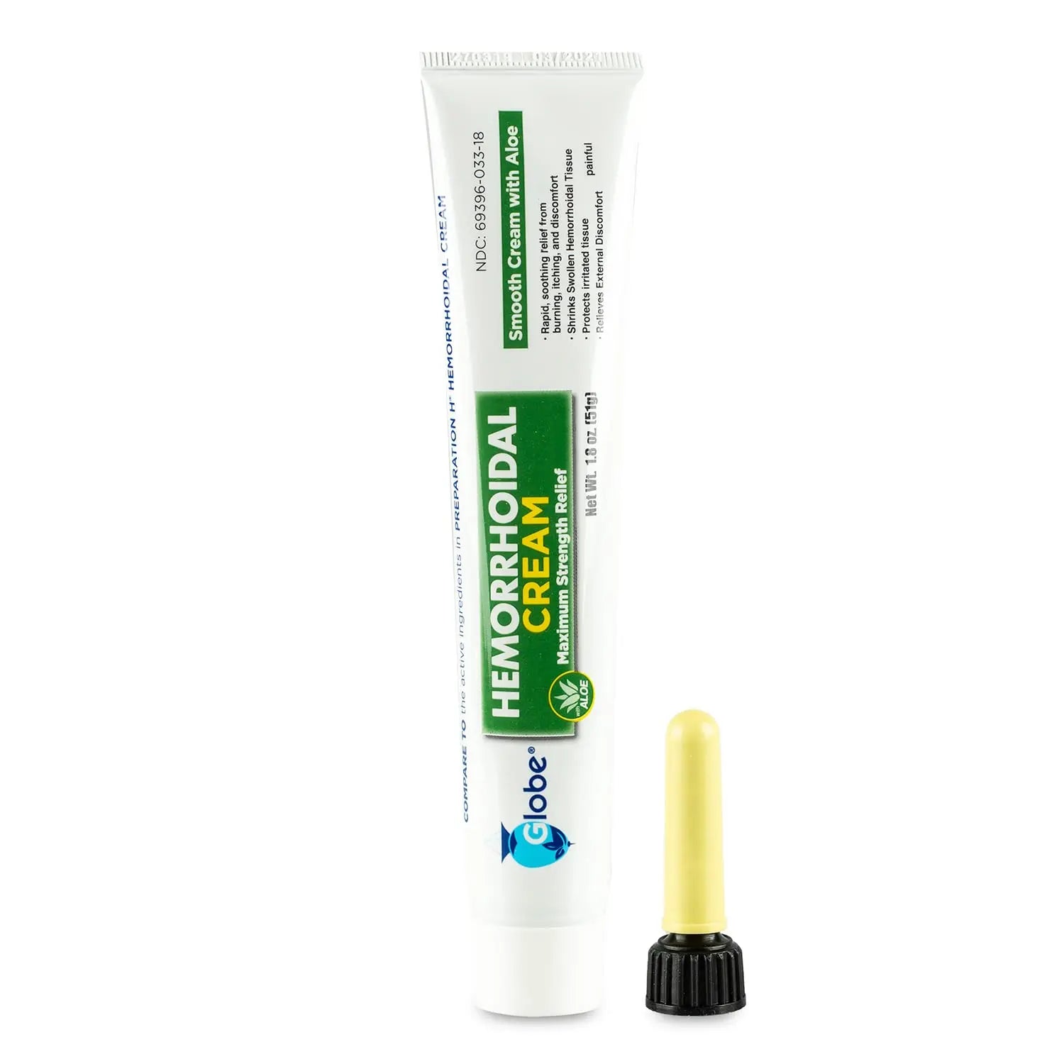 Globe Hemorrhoidal Cream (2 Pack) 1.8 oz w/Applicator Phenylephrine, Pramoxine with Aloe, Relief from Burning, Itching and Discomfort of Hemorrhoids. GlobeAu supplements