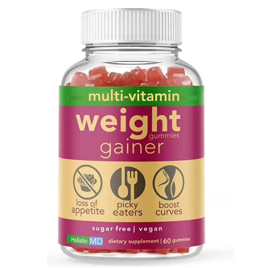 Holistic MD Gainer Gummies for Women Men Elderly and Kids | Clinically Studied Ingredients | 10 in 1 with L-Lysine Gentian Root Vitamin B | Holistic MDAu supplements