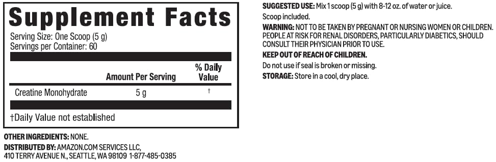 Amazon Basics Creatine Monohydrate Powder, 10.58 oz, 60 Servings Amazon BasicsAu supplements