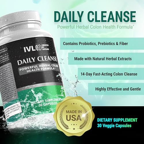 IVL - Daily Cleanse Herbal Colon Health Formula - Detoxification, Probiotic, Digestive Support IVLUS supplements
