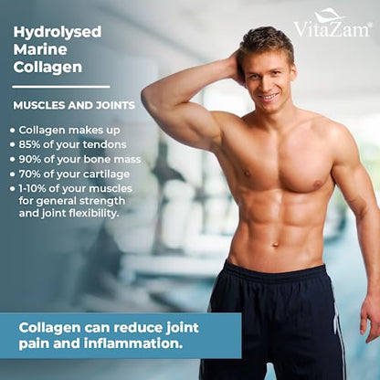 Vitazam Pure Marine Collagen Powder - 100% Hydrolysed Collagen Peptides for Hair Skin and Nails VitaZamUS supplements