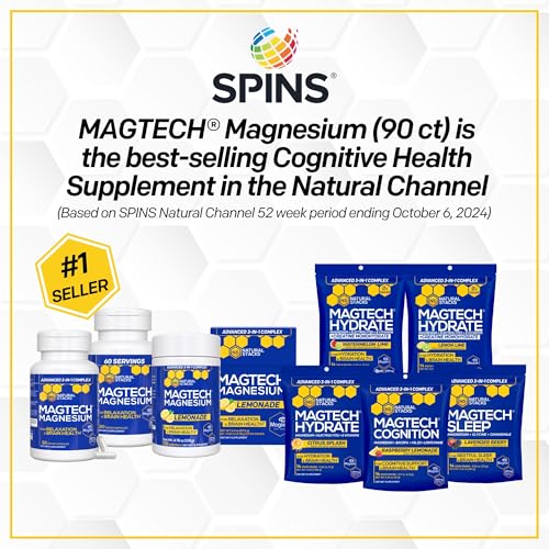 MagTech Magnesium Hydrate Packets - Sugar Free Hydration Powder - Magtein Magnesium L-Threonate, Glycinate & Taurate - 200mg Chelated Triple Complex - Supports Hydration & Brain Health* - 14 Servings NATURAL STACKSAu supplements