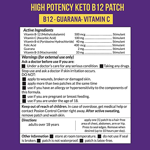 VitaPatch Keto Patch with B12 Methylcobalamin and Vitamin Guarana B12 Patch for Energy VitaPatchUS supplements