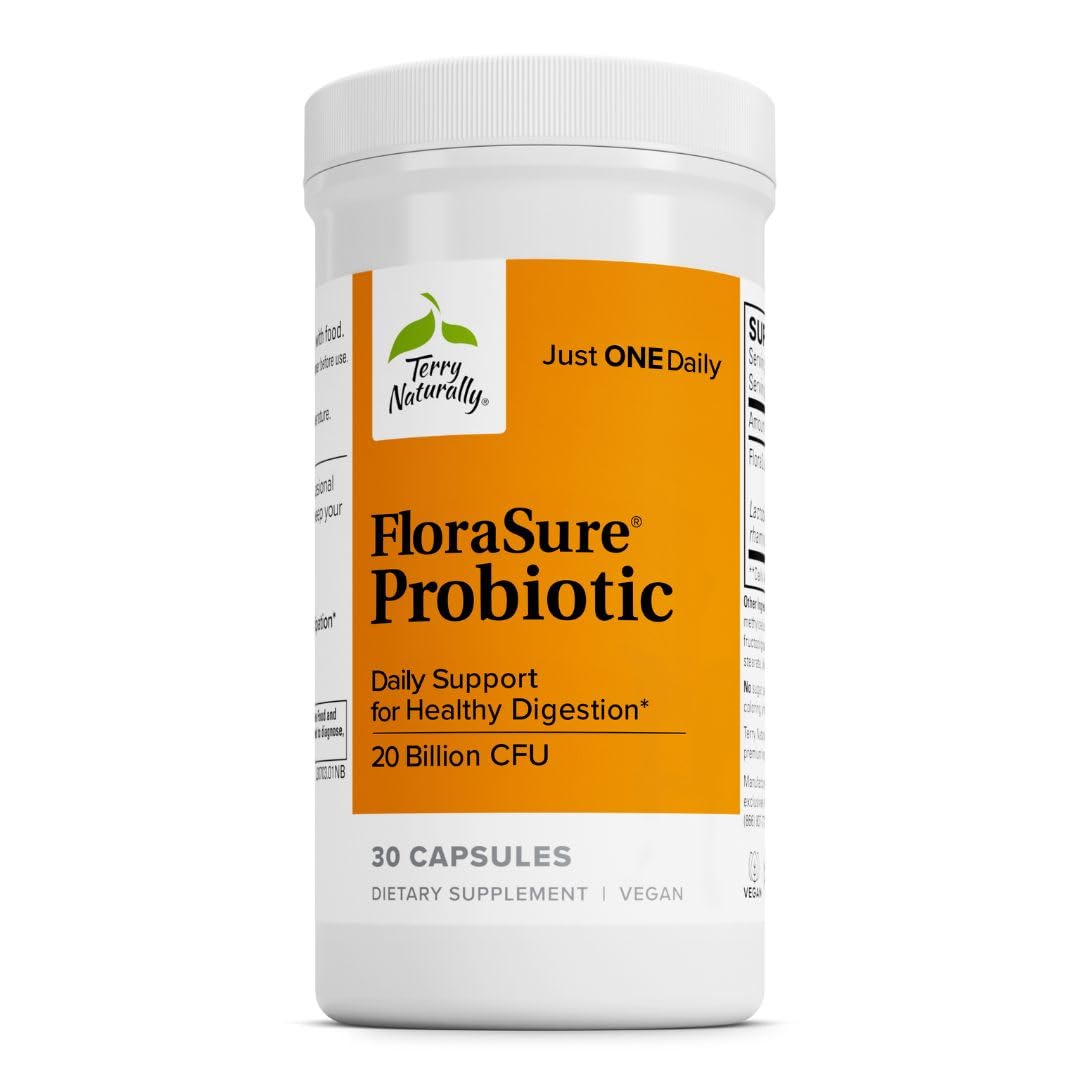 Terry Naturally FloraSure Probiotic - Digestion Supplement to Aid Against Occasional Bloating & Support Gas Relief - Gut Health Support Supplement with Bifidobacterium Bifidum - 30 Capsules Terry NaturallyAu supplements
