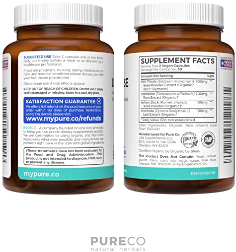 Organic Liver Cleanse Detox & Repair (Vegan, Non-GMO) Milk Thistle Extract (80% Silymarin) PURE COAu supplements