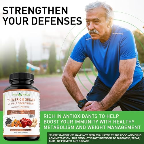 PIUS NATURE Turmeric Curcumin and Ginger with Apple Cider Vinegar, USDA Organic PIUS NATUREUS supplements