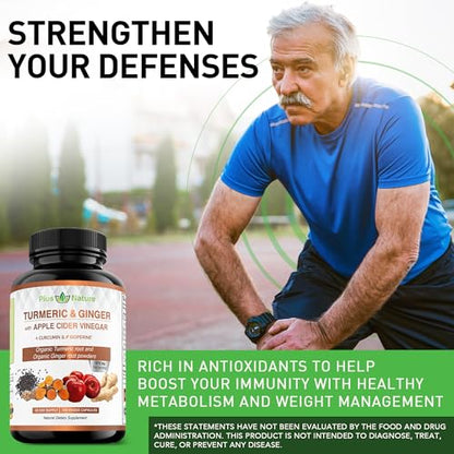 PIUS NATURE Turmeric Curcumin and Ginger with Apple Cider Vinegar, USDA Organic PIUS NATUREUS supplements