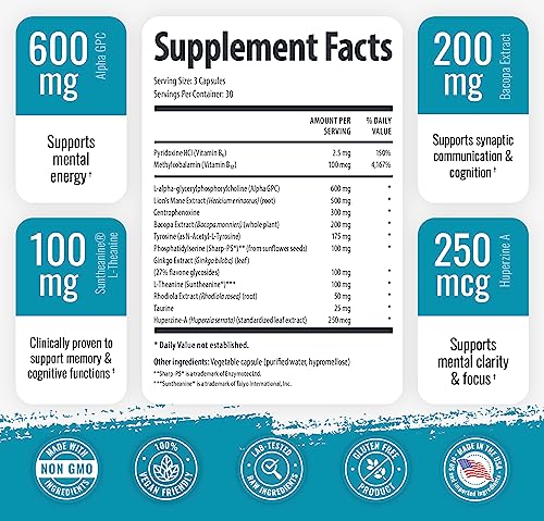 1 Body Brain Support: Twin Pack - 90 Capsules Each - Alpha GPC 1 BodyAu supplements