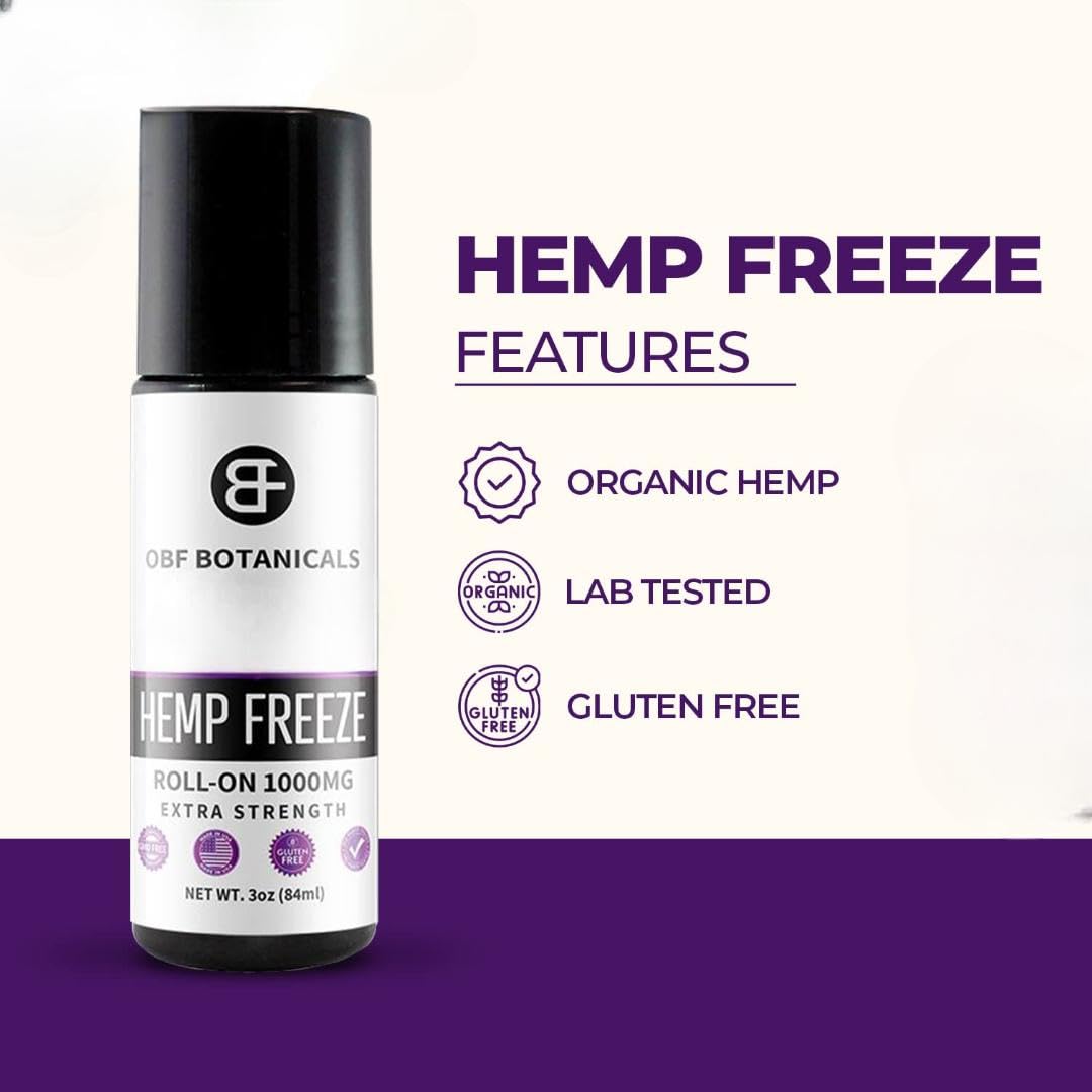 OBF Botanicals Hemp Roll On 3 Oz Instant Effect Topical Pain Relief Hemp Extract and Menthol Concentrated Roll On for Aching Muscles, Joint Relief, Ligaments - 1000mg OBF BotanicalsAu supplements