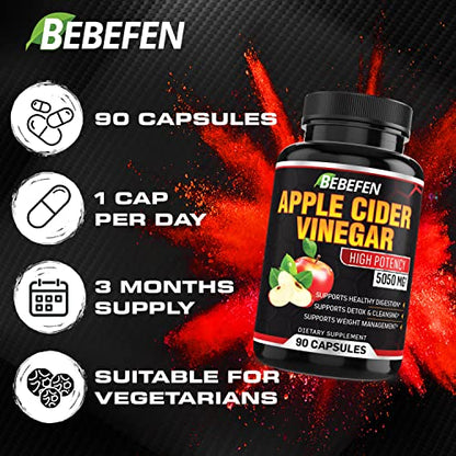 Apple Cider Vinegar Capsules - 5050mg Formula Pills with Black Pepper Extract BEBEFENUS supplements