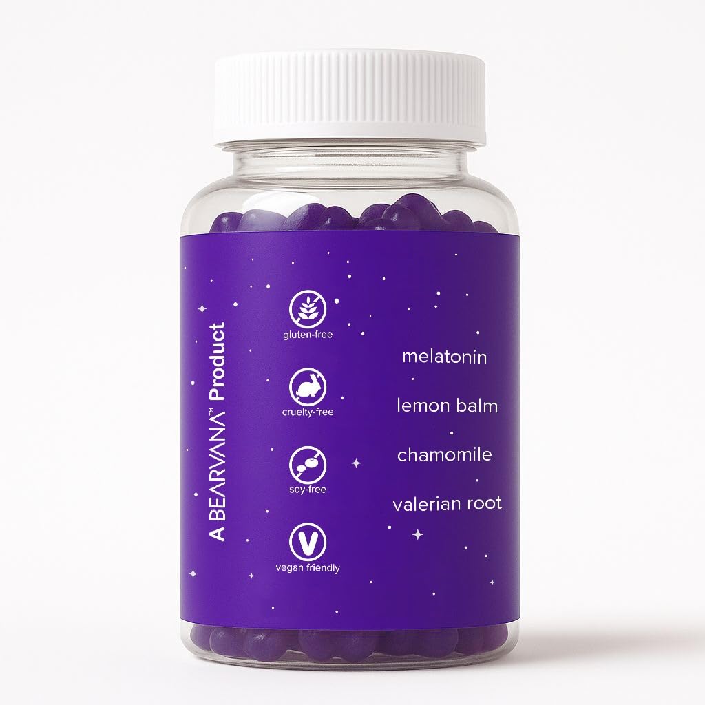 BEARVANA Sleep Gummies with Melatonin | Grape Flavored Vegan Sleep Supplement with Lemon Balm, Chamomile & Valerian Root | Night time Relaxation & Rest Support | 60 Gummies BEARVANAAu supplements