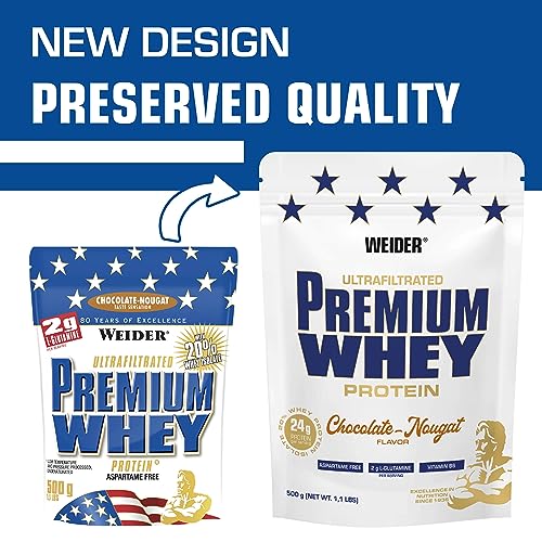 Weider Premium Whey (500g) Chocolate-Nougat Flavour. Ultrafiltrated Proteins from Whey Protein WeiderAu supplements