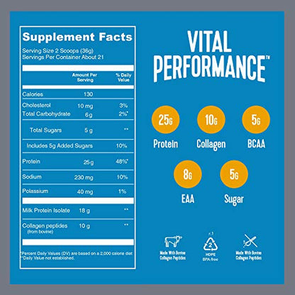 Vital Performance Protein Powder, 25g Lactose-Free Milk Protein Isolate Casein & Whey Vital ProteinsUS supplements