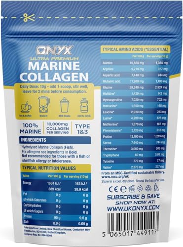 Onyx Marine Collagen Powder 10000mg (Type I & III) | Wild-Caught Arctic Cod ONYX INGREDIENTS 101US supplements
