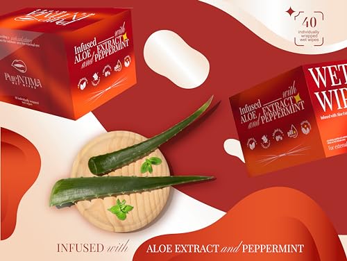 Feminine Wipes - Flushable Wet Wipes - Individually Wrapped 40 Units - pH Balanced- Alcohol-Free PureIntimaAu supplements