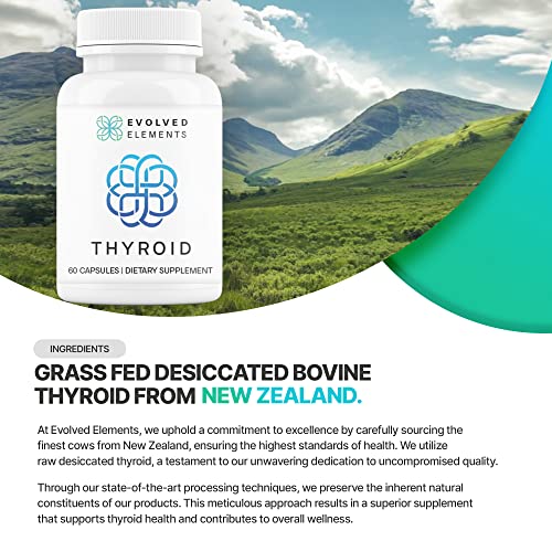 Evolved Elements Raw Grass-Fed Desiccated Bovine Thyroid - Thyroid Support for Women Evolved ElementsUS supplements