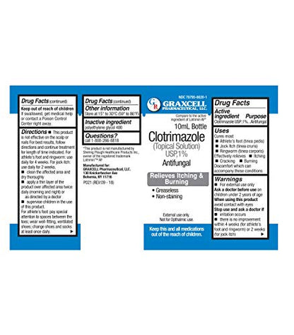 Graxcell Clotrimazole 1% Antifungal Topical Solution for Athlete's Foot, 0.33 Fluid Ounce GraxcellUS supplements