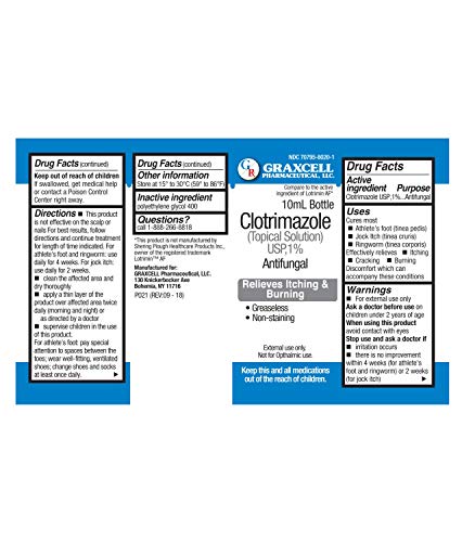 Graxcell Clotrimazole 1% Antifungal Topical Solution for Athlete's Foot, 0.33 Fluid Ounce GraxcellUS supplements