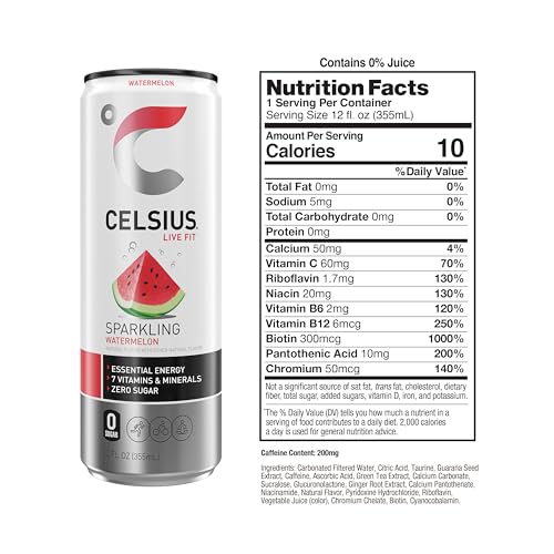 CELSIUS Sparkling Watermelon, Functional Essential Energy Drink 12 Fl Oz (Pack of 12) CELSIUSUS supplements