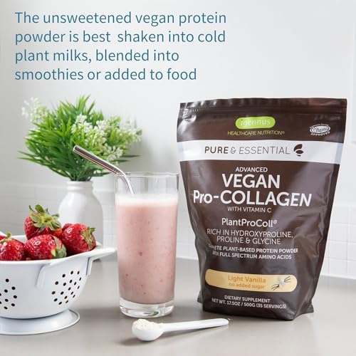 Vegan Collagen Powder, Natural Vanilla Flavour, Plant-Based Peptide Protein Supplement Igennus Healthcare NutritionUS supplements